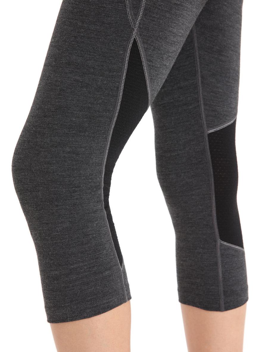 Icebreaker BodyfitZone™ Merino 260 Zone 3/4 Thermal Leggings Női Base Layers Fekete | HU 1868LISH